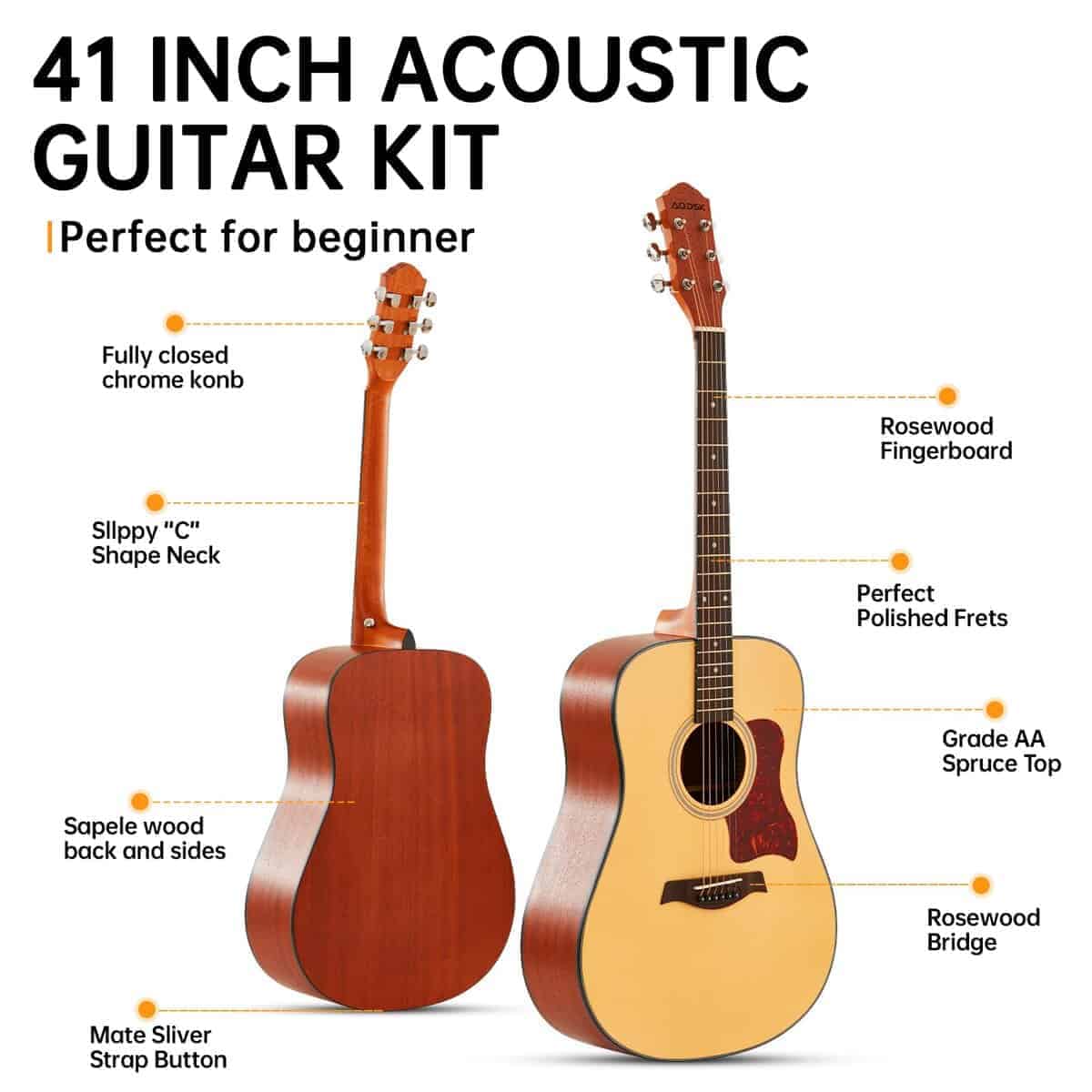 Kit de Guitarra Acústica para Principiantes 41 Pulgadas - Imagen 5