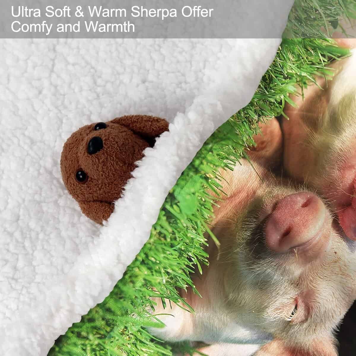 Manta de Sherpa XSMEI 50"x60" con Diseño de Cerditos - Imagen 6