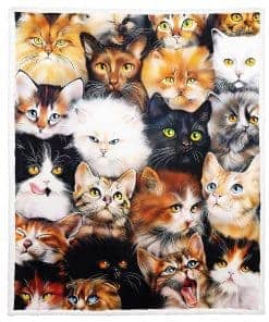Manta de Sherpa XSMEI de 60"x80" con Gatos Lindos, Tejido
