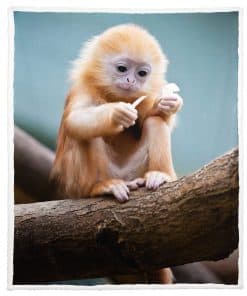 Manta XSMEI de 50"x60" con Estampado de Mono Dorado de