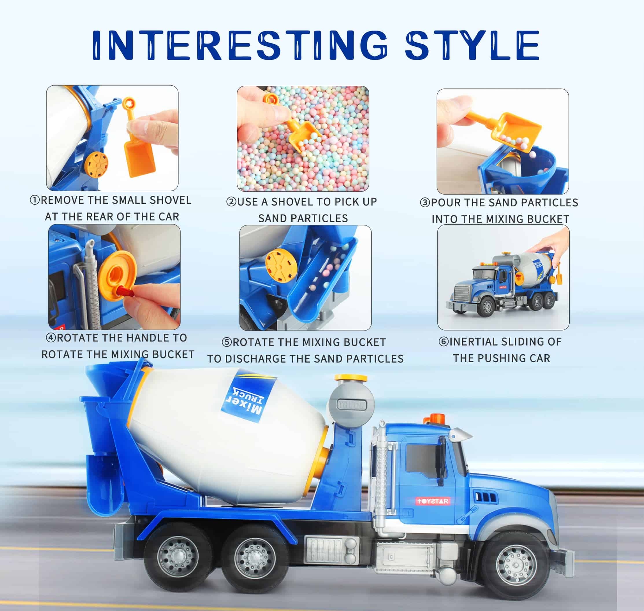 ANJARU Kids Big Cement Mixer Toys Truck Engineering car - Imagen 7