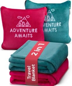 Juego de 2 mantas y almohadas de viaje - Suave manta