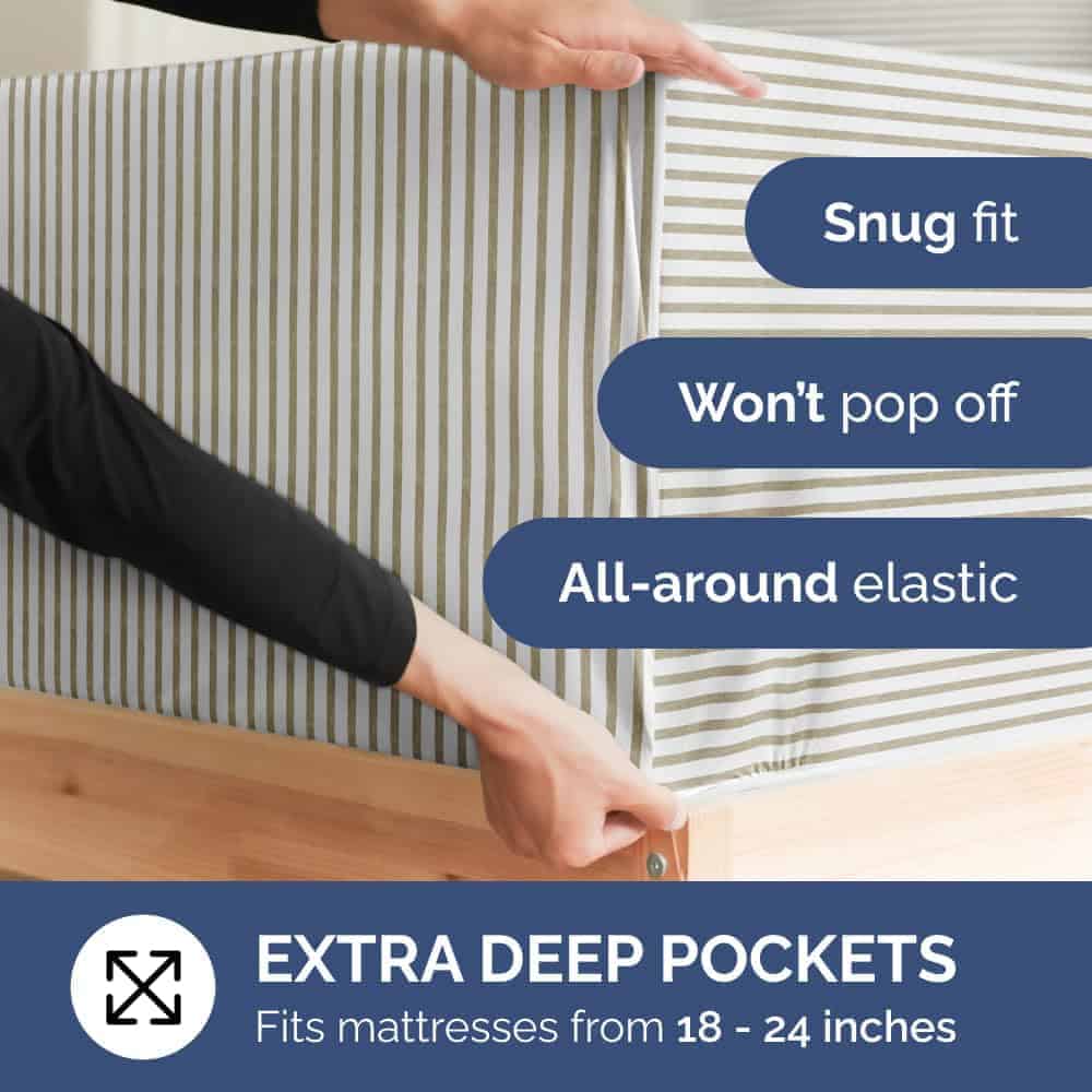 Juego de sábanas king extra profundas - 6 -Rayas beige - Imagen 4