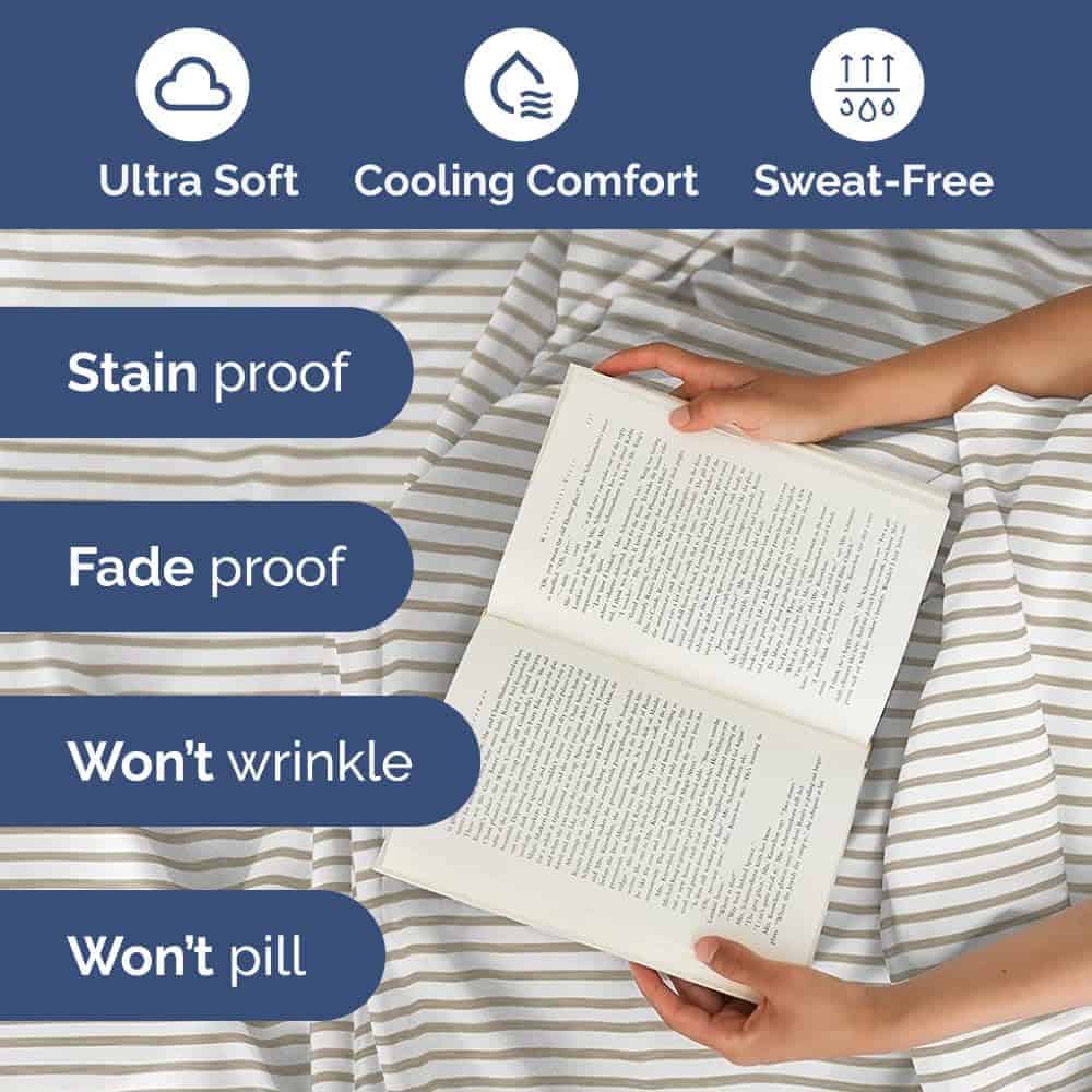 Juego de sábanas king extra profundas - 6 -Rayas beige - Imagen 5