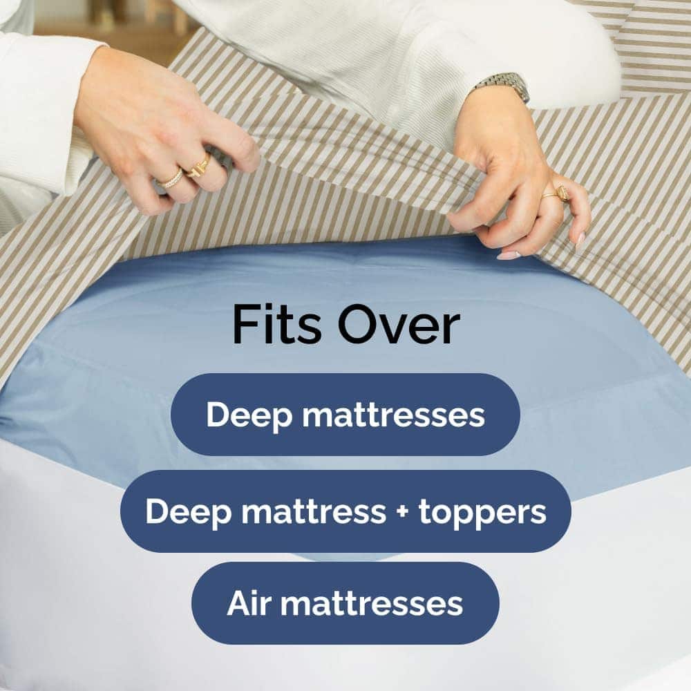 Juego de sábanas king extra profundas - 6 -Rayas beige - Imagen 7