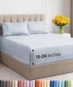 Juego de sábanas extra profundo Twin -Azul Rayas