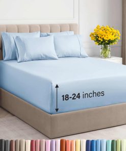 Juego de sábanas Extra Profundas para Cama -Azul Cielo