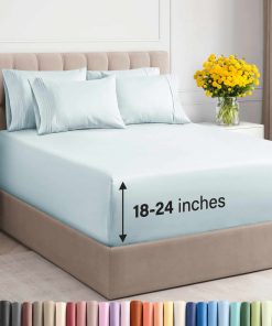 Juego de sábanas Extra Profundas King - 6 -Azul Hielo