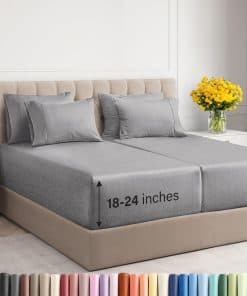 Juego de sábanas Extra Deep Split King - 7 Piezas -Gris jasp