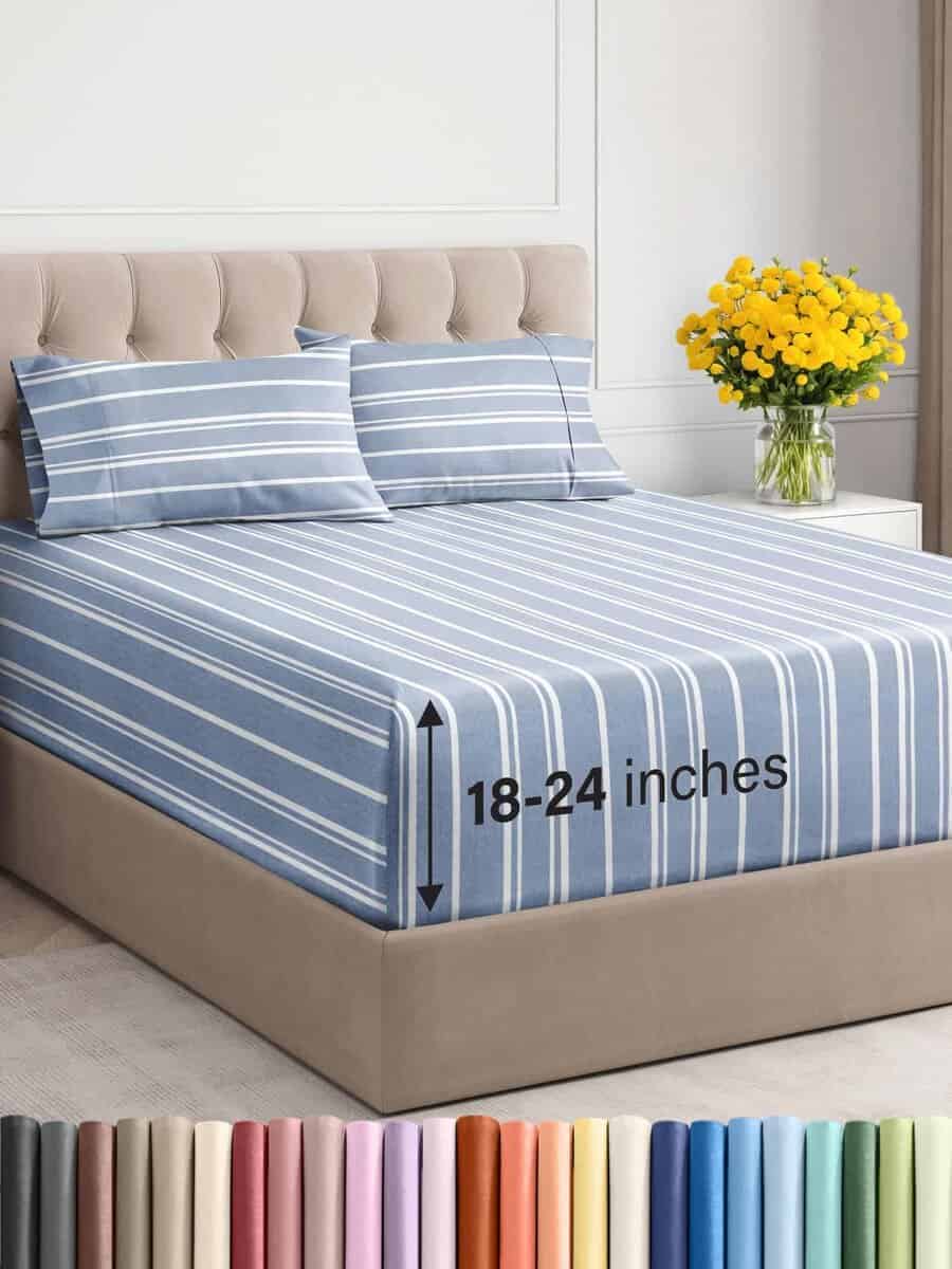 Juego de sábanas extra profundas para cama -Azul