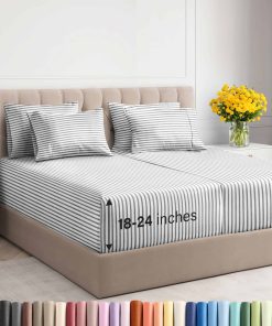 Juego de sábanas Extra Profundas Split -Gris Rayas