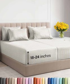 Juego de sábanas Extra Deep Split King - 7 Piezas -Beige Ray