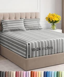 Juego de sábanas extra profundas para cama -Gris