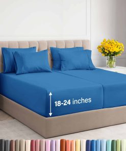 Juego de sábanas Extra Deep Split King - -Azul Royal