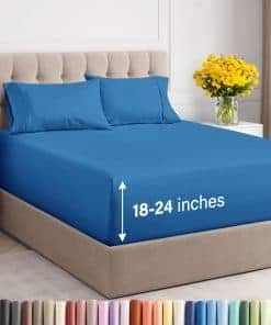 Juego de sábanas extra profundo para cama -Azul Real