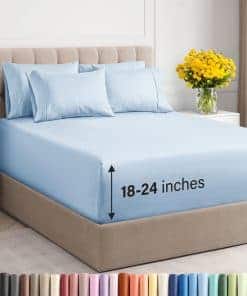 Juego de sábanas extra profundas Queen - -Azul cielo