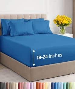 Juego de sábanas extra profundo para cama -Azul Real