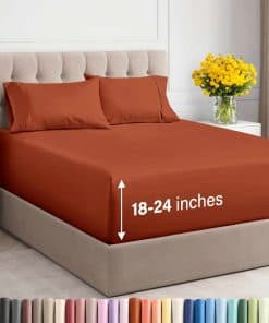 Juego de sábanas extra profundas para cama -Terracota