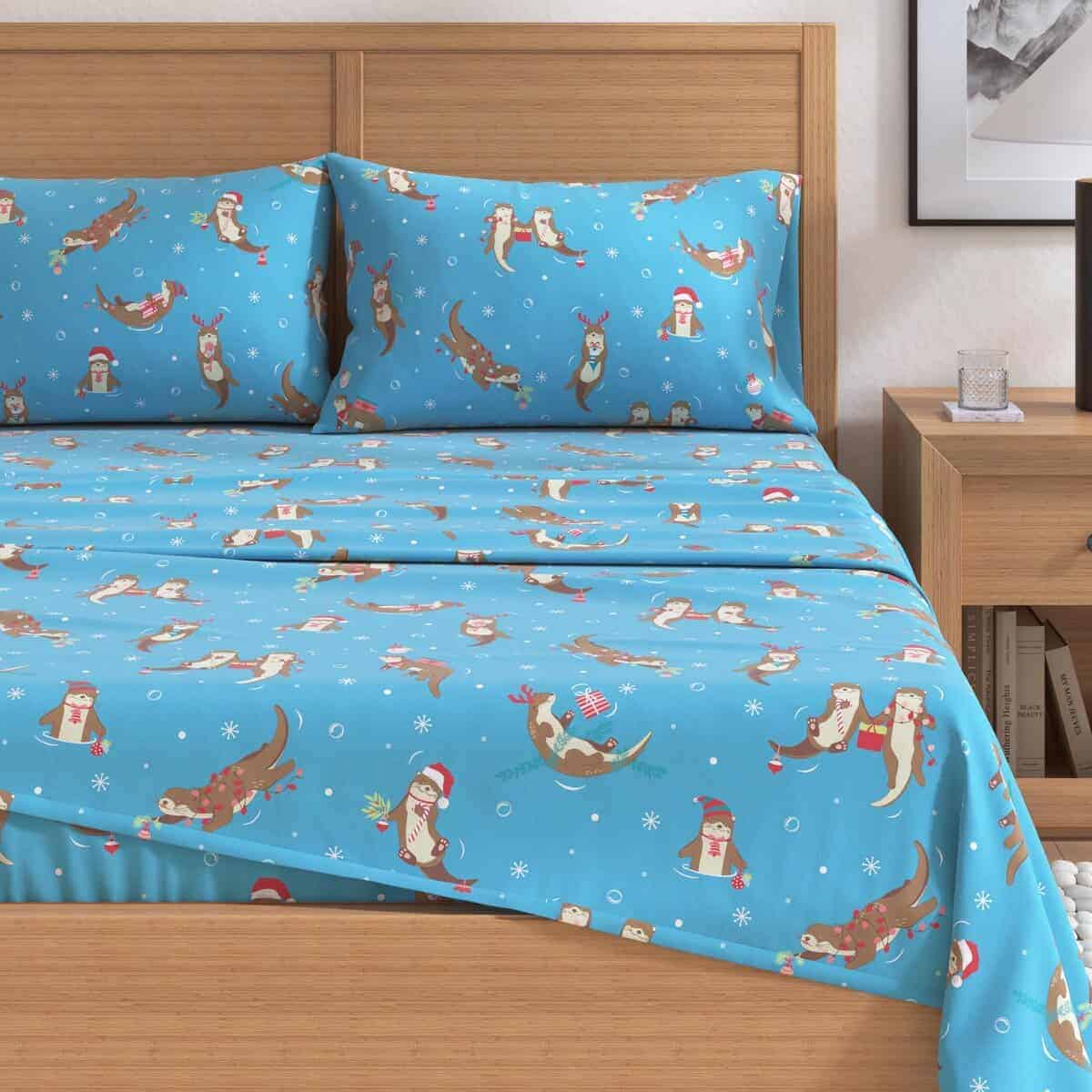 Juego de sábanas de franela Great Bay Home King -Nutrias en - Imagen 3