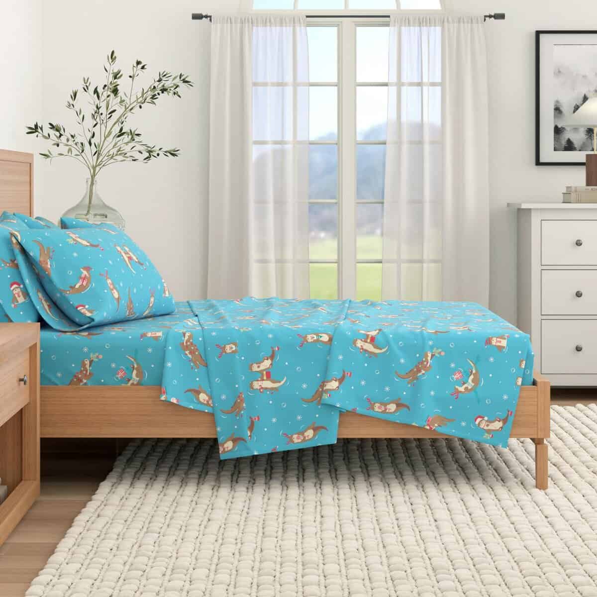 Juego de sábanas de franela Great Bay Home King -Nutrias en - Imagen 7