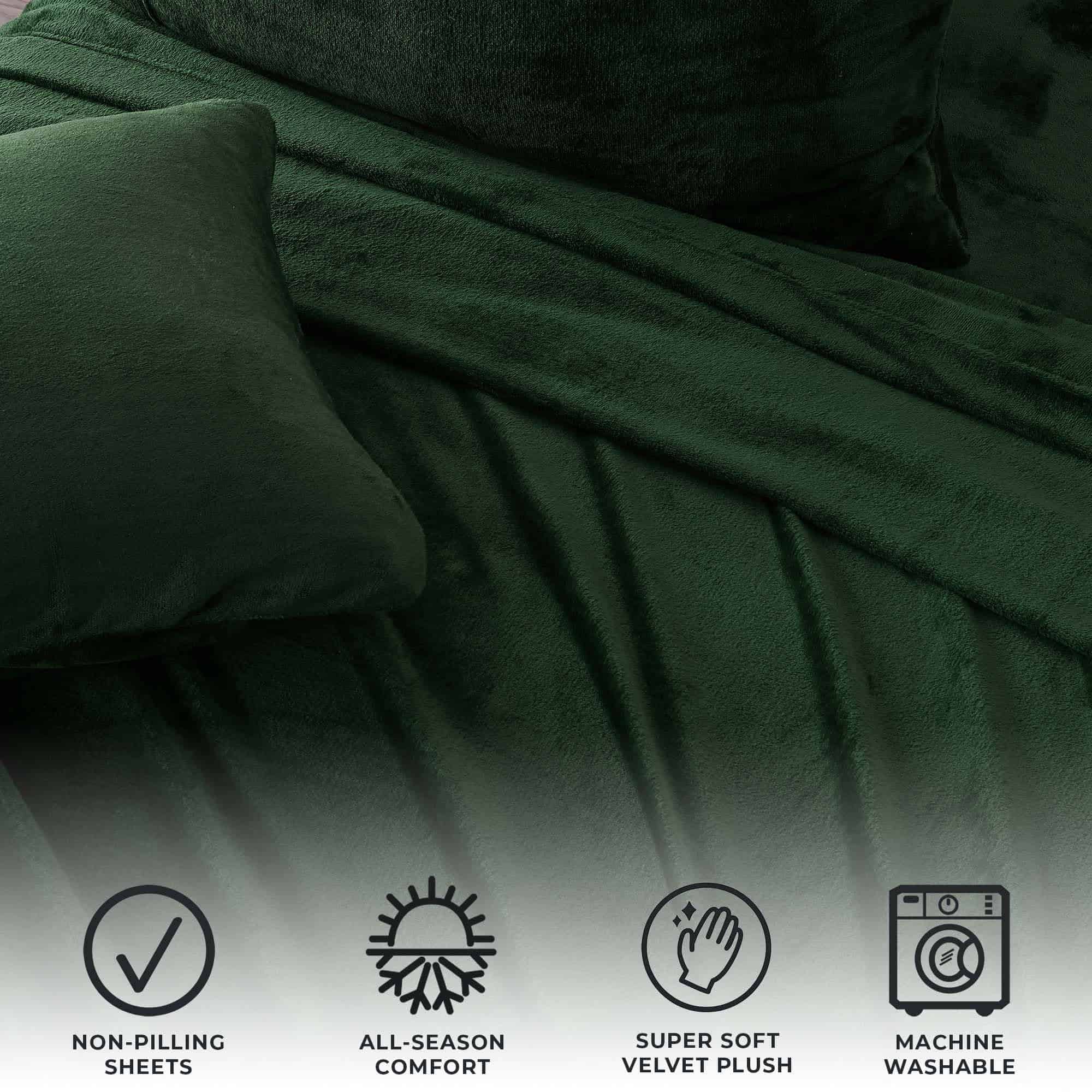 Juego de sábanas de microfelpa extra suave de -Esmeralda - Imagen 3