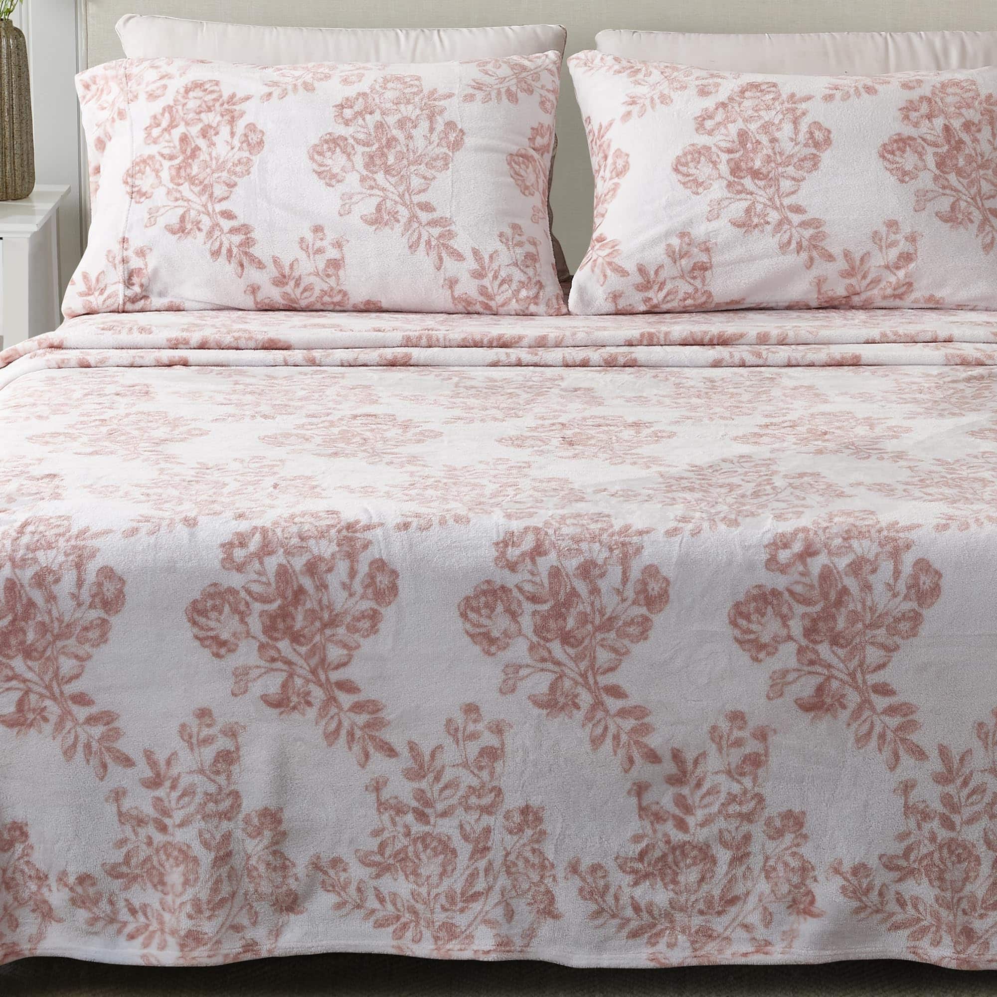 Juego de sábanas de felpa extra suave Great -Rosa Rubor Toil