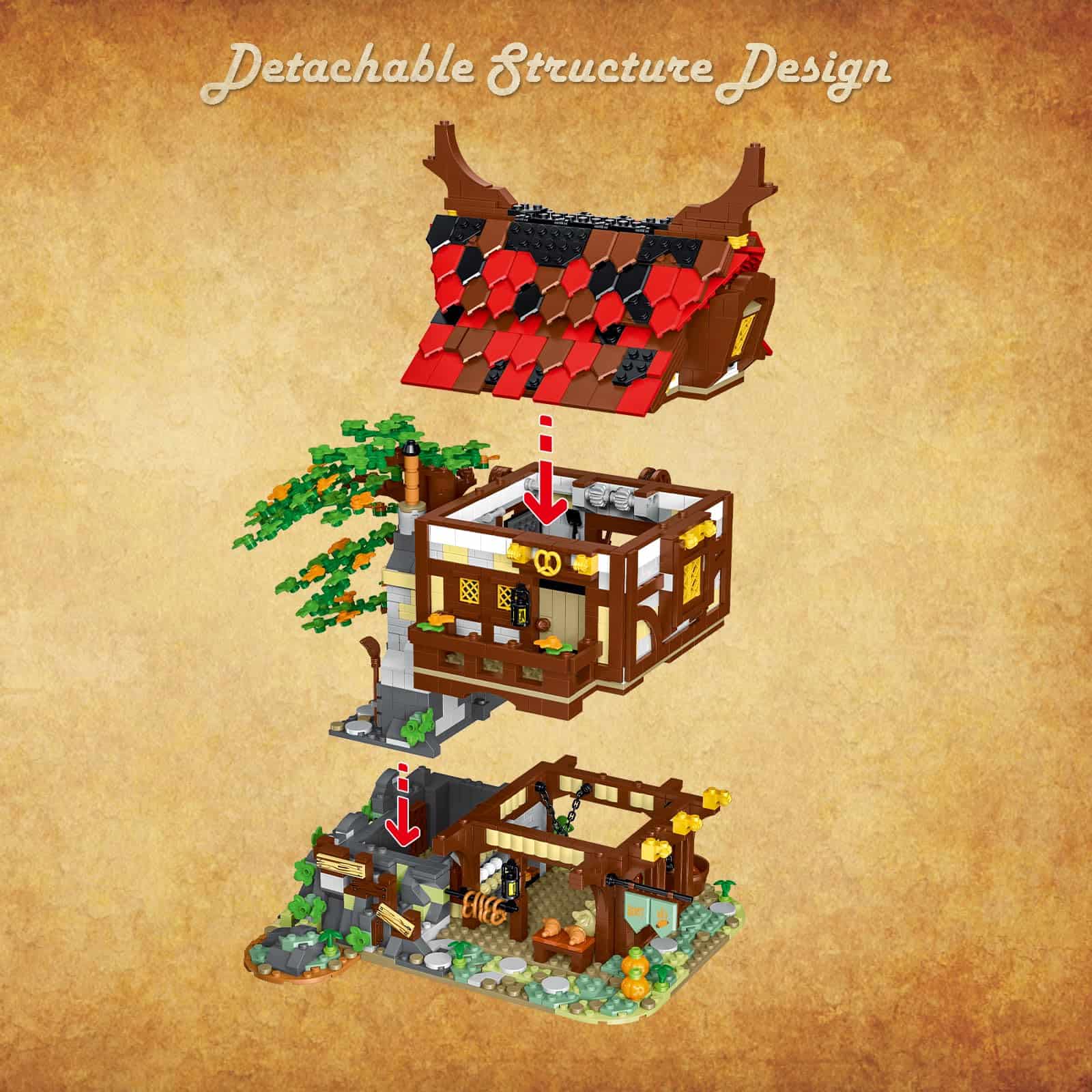 Set de construcción de panadería de la ciudad medieval - Imagen 5