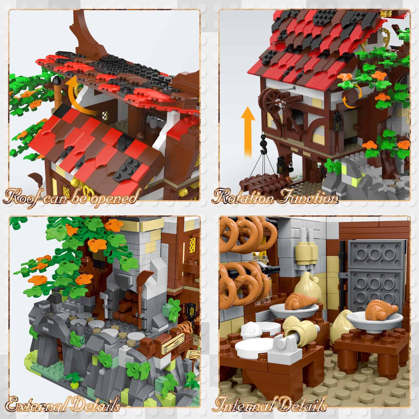 Set de construcción de panadería de la ciudad medieval - Imagen 6