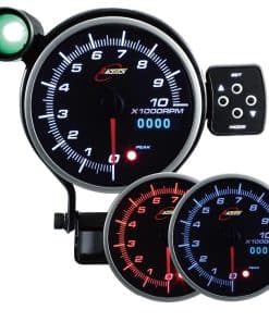 Tacómetro eléctrico RACETECH de 115MM 0-10000RPM Blanco y