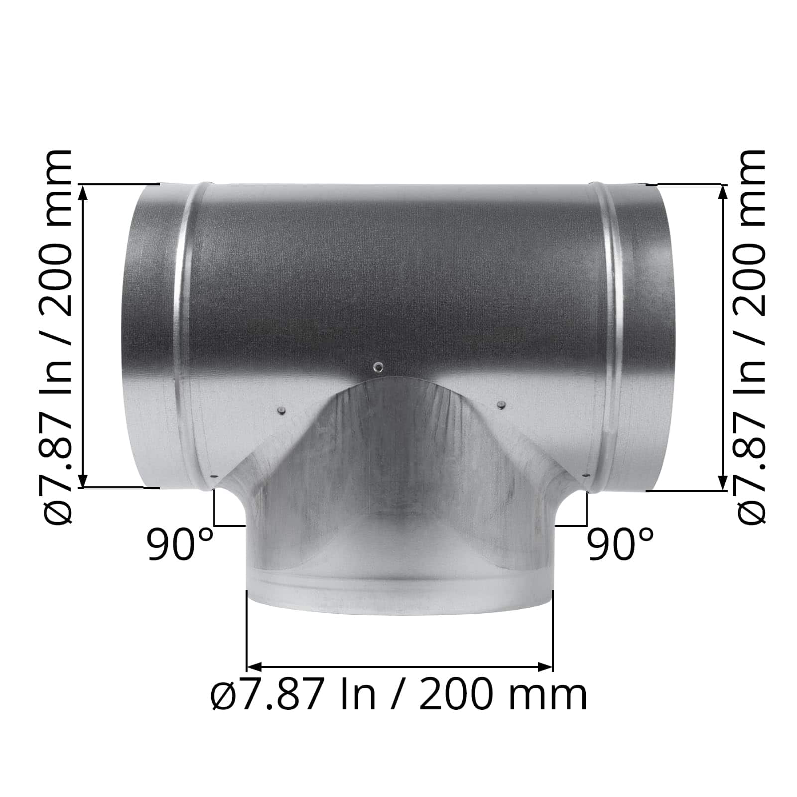 ECOPRO VENT 8" Pulgadas 3 Vías Conector de Ductos de Metal. - Imagen 3