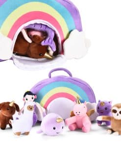 Set de 7 Peluches Unicornio Snug A Babies con Bolsa