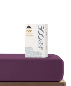 Sábana Ajustable Queen Mayfair Linen 100% -Ciruela