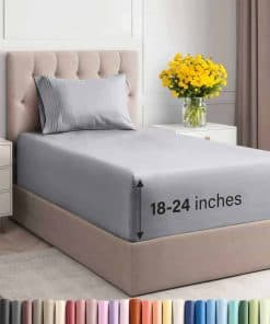 Juego de sábanas extra profundas para cama -Azul acero