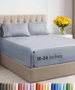 Juego de sábanas extra profundas para cama -Azul Jaspeado