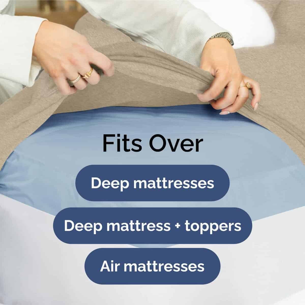 Juego de sábanas extra profundas para cama -Beige jaspeado - Imagen 7