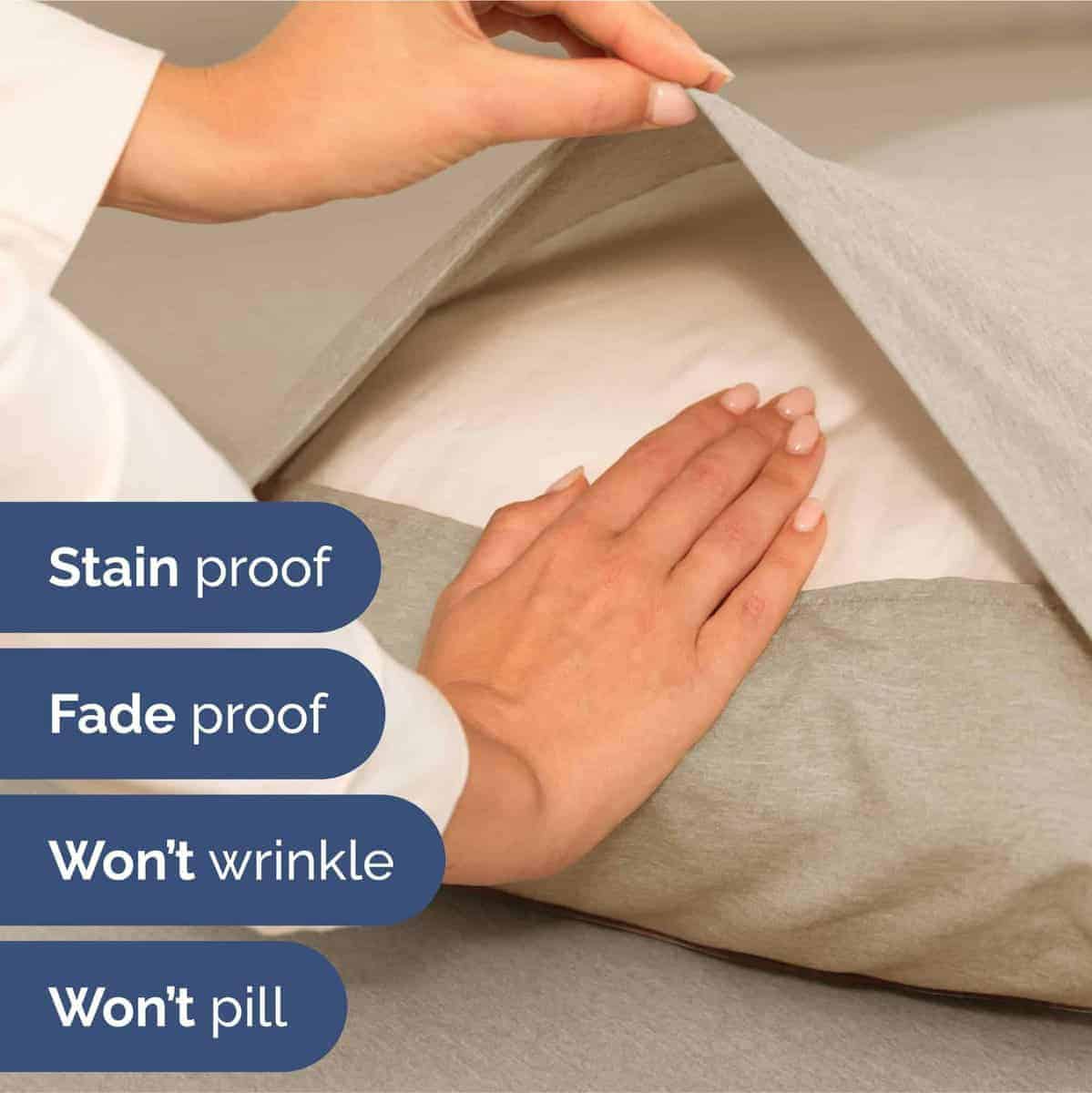 Juego de sábanas extra profundas para cama -Beige jaspeado - Imagen 6