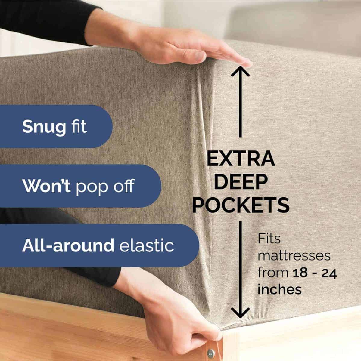 Juego de sábanas extra profundas para cama -Beige jaspeado - Imagen 4
