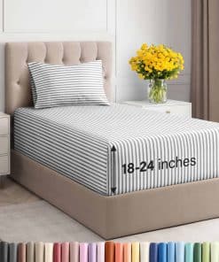 Juego de sábanas extra profundas para cama -Gris a rayas