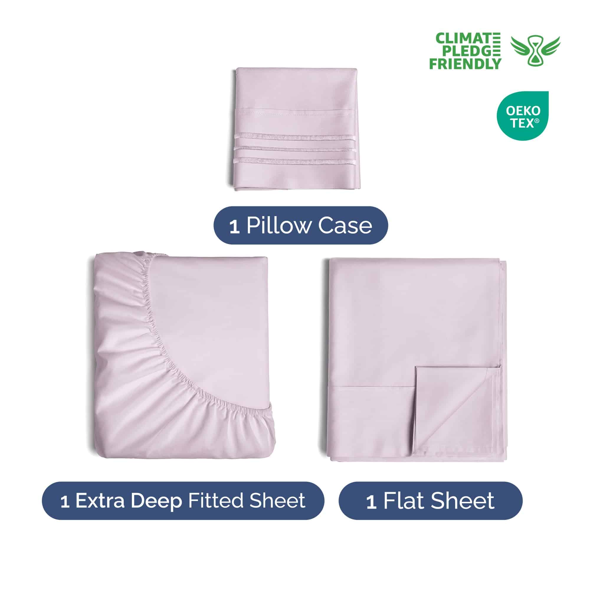 Juego de Sábanas Extra Profundas para Cama -Lila Claro - Imagen 3
