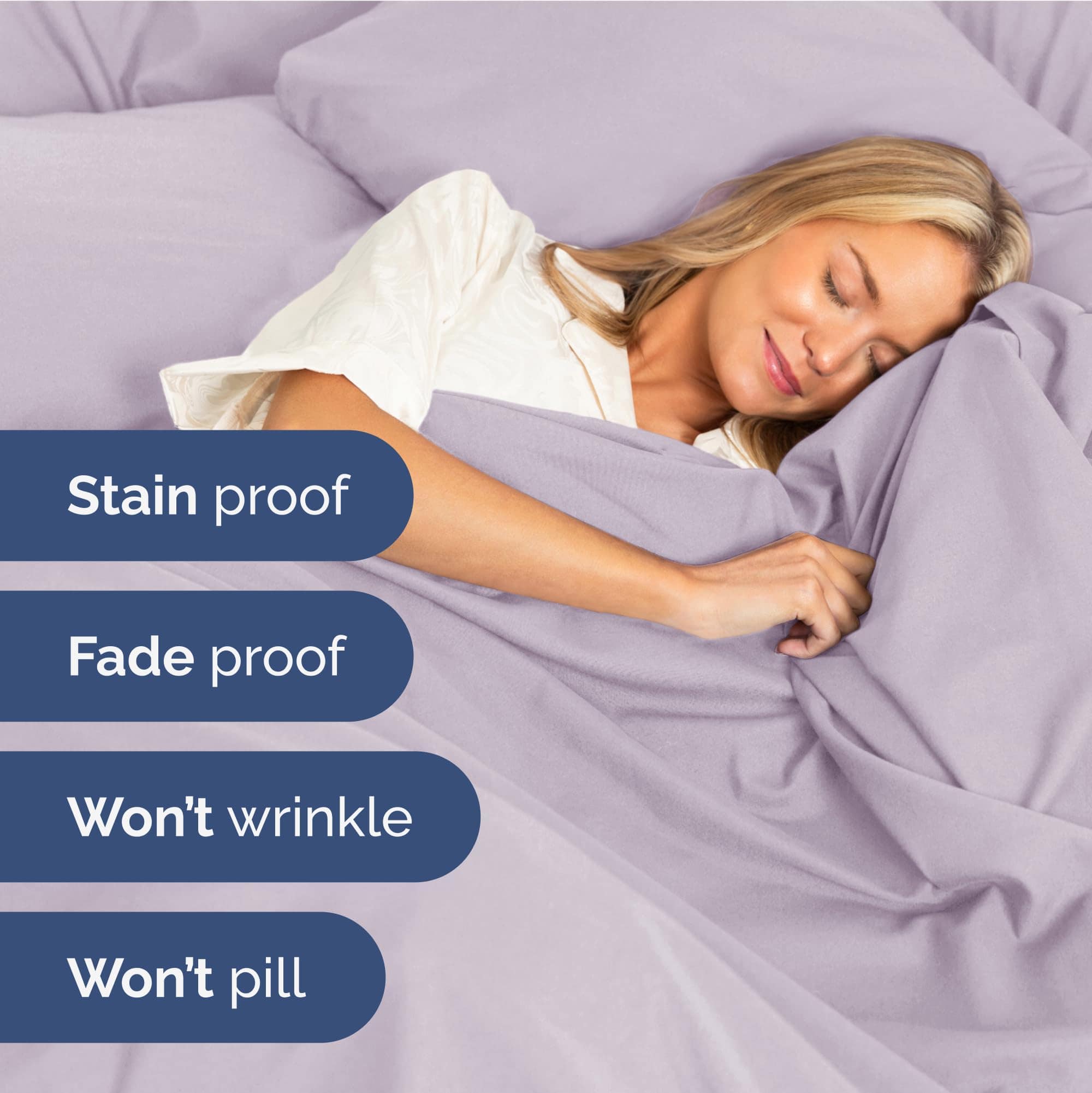 Juego de Sábanas Extra Profundas para Cama -Lila Claro - Imagen 5