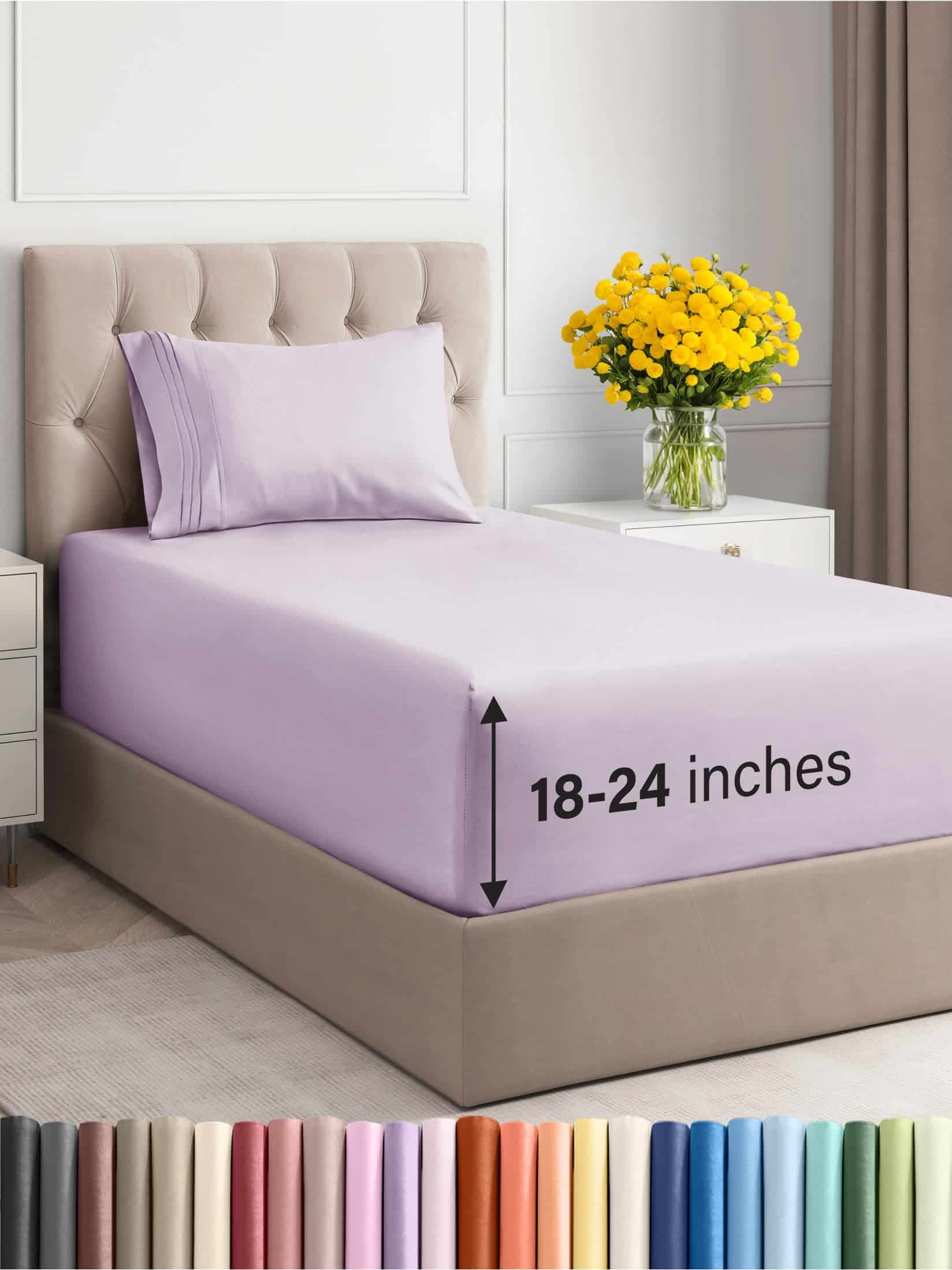 Juego de Sábanas Extra Profundas para Cama -Lila Claro