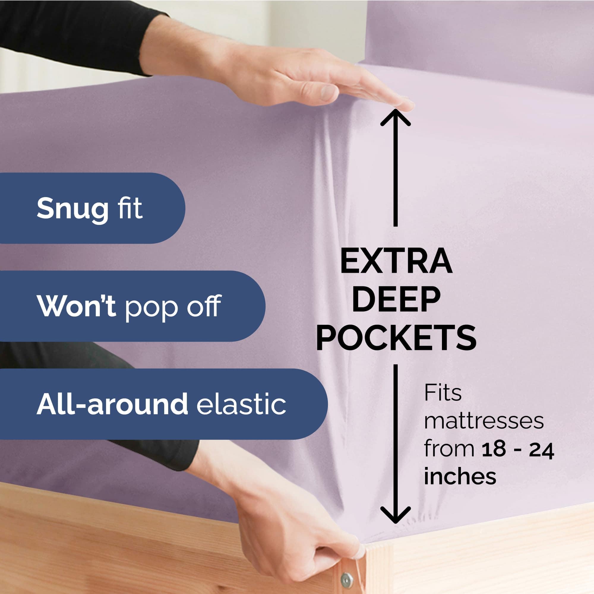 Juego de Sábanas Extra Profundas para Cama -Lila Claro - Imagen 4