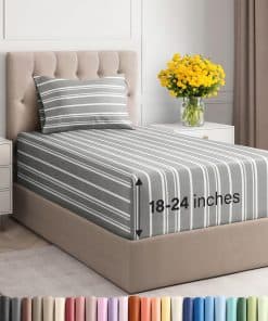 Juego de sábanas Twin XL de bolsillo extra -Gris a rayas