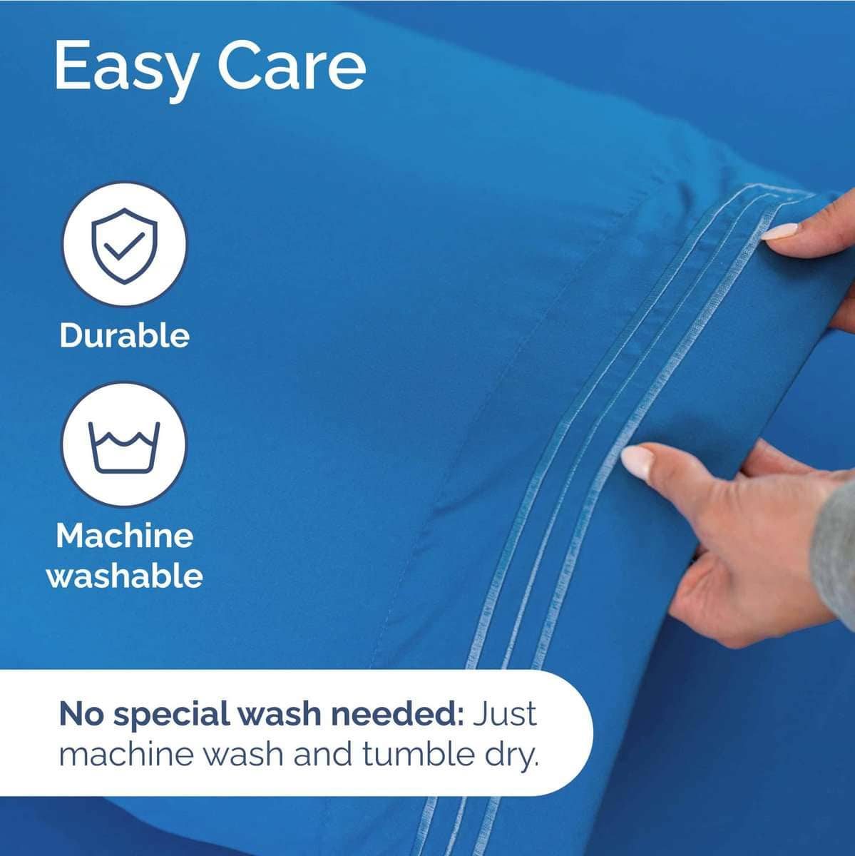 Juego de sábanas King de Bolsillo Extra -Azul Real - Imagen 8