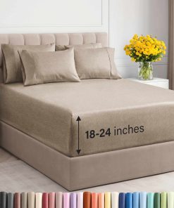 Juego de sábanas Extra Deep Pocket Cal -Beige jaspeado