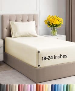 Juego de sábanas extra profundas para cama -Blanco marfil