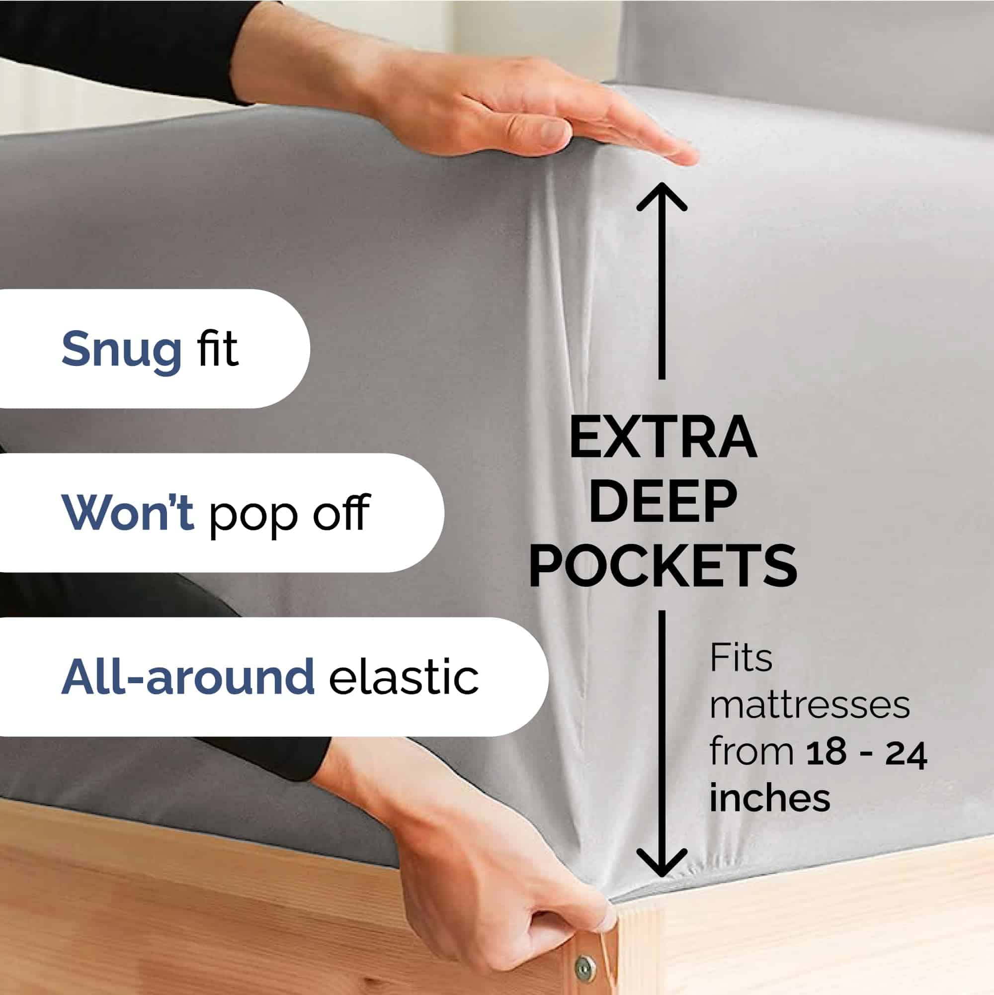 Juego de sábanas extra profundas para cama King - Juego de - Imagen 4