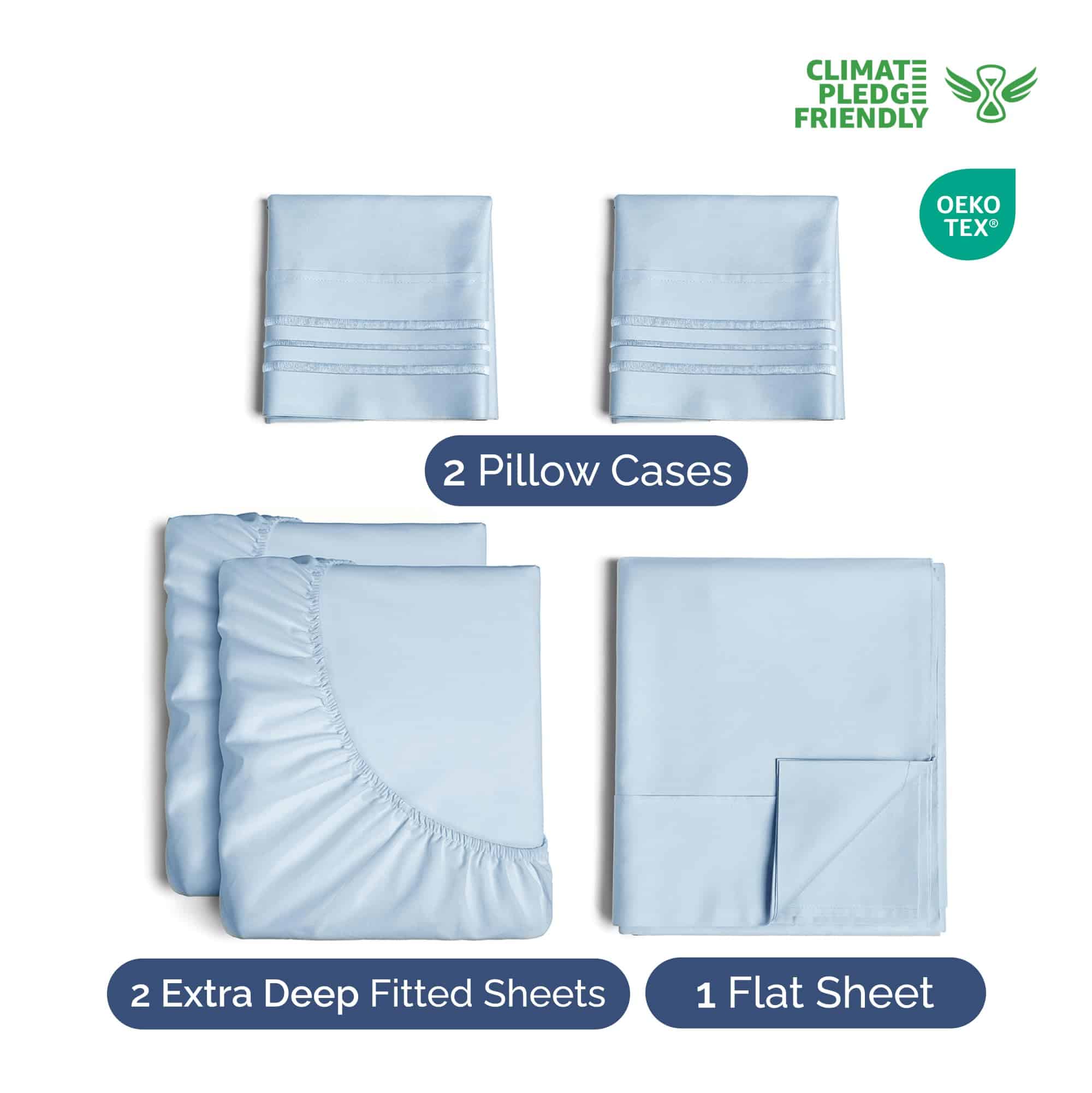 Juego de sábanas Extra Deep Pocket Split -Azul Cielo - Imagen 3