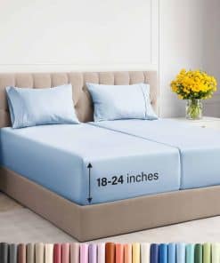 Juego de sábanas Extra Deep Pocket Split -Azul Cielo