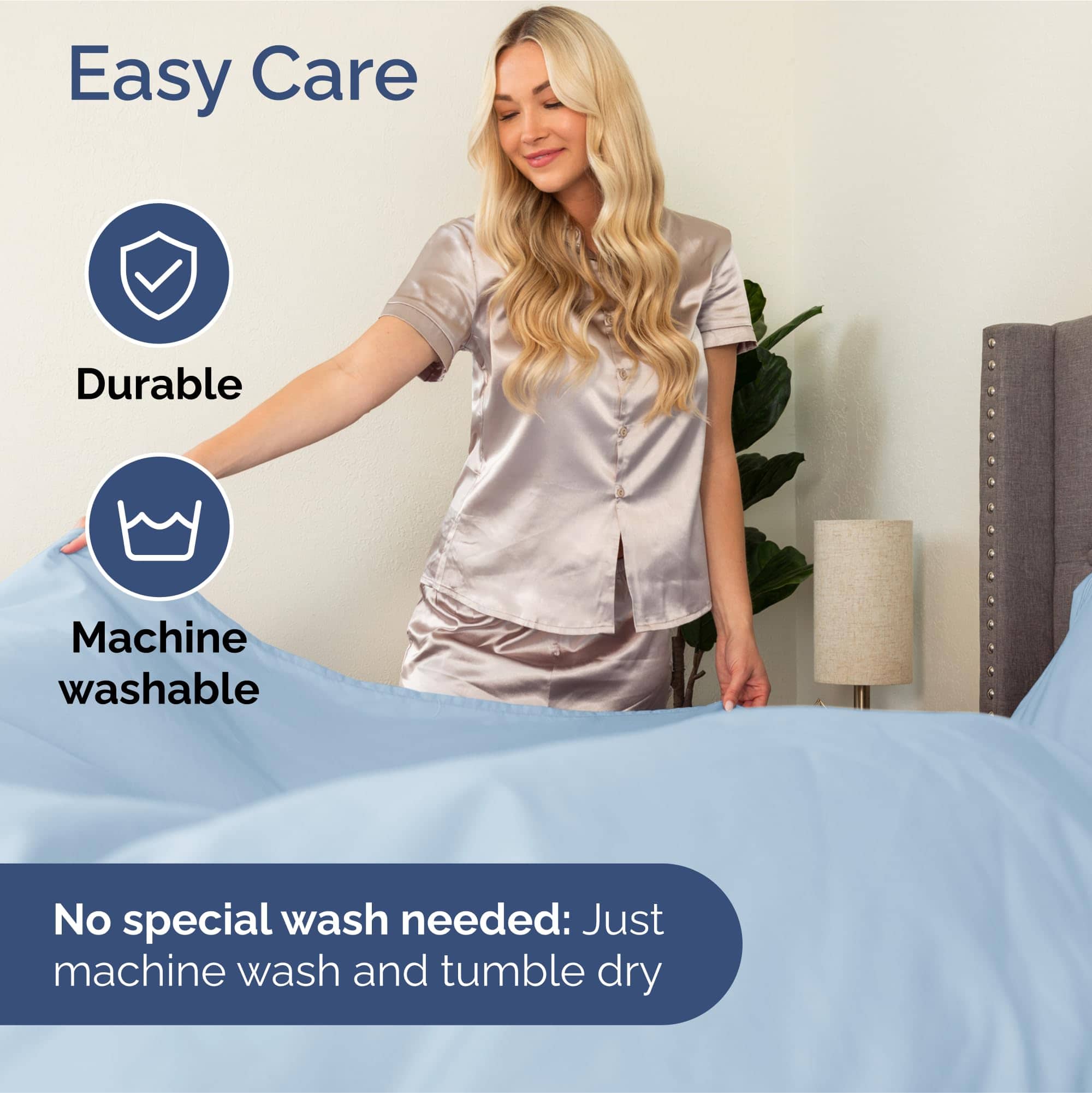 Juego de sábanas Extra Deep Pocket Split -Azul Cielo - Imagen 8